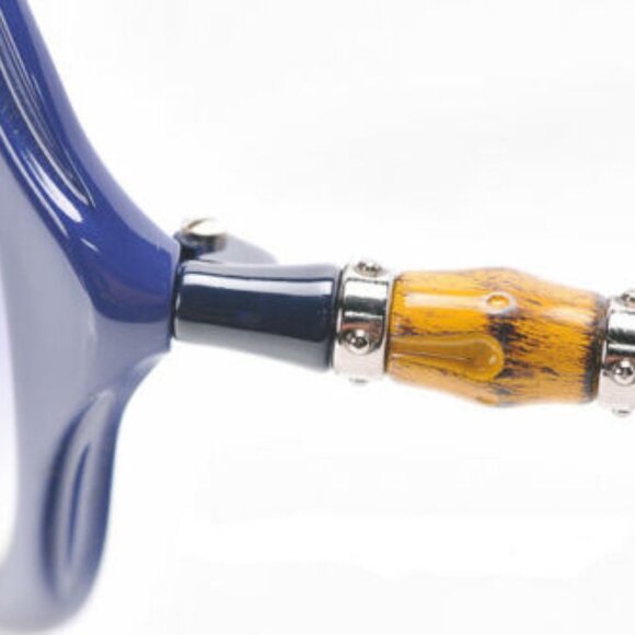 $410 GUCCI Signature Bamboo Arm Gradient Blue Sunglasses - Picture 3 of 7